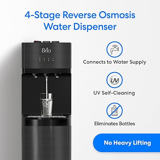 Brio 500 Series 4-Stage Bottle-Less POU Tri-Temperature Digital Self Cleaning Water Cooler Dispenser