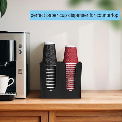 Cup Dispenser, Coffee Cup and Lid Holder for 5oz-16oz Paper Plastic Cups, Cup Organizer for Bathroom Countertop Coffee Bar Office Breakroom