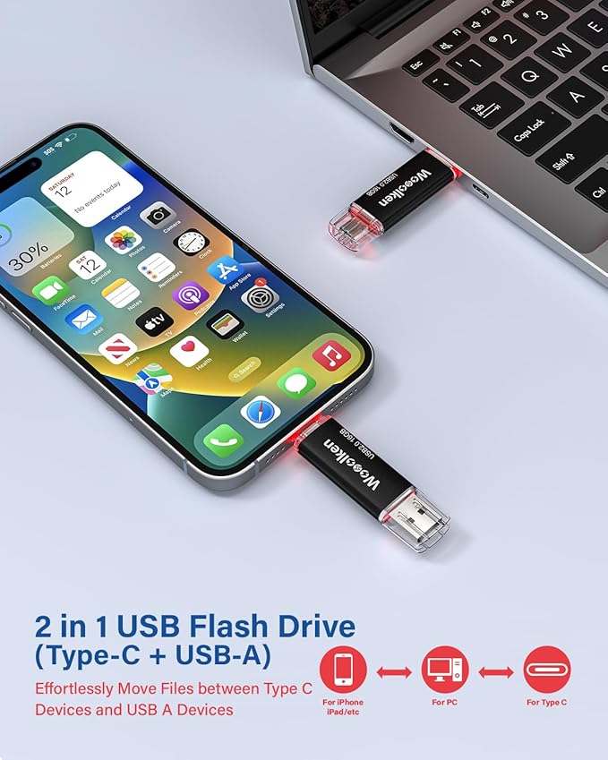 USB C Flash Drive 32GB 10 Pack, Wooolken Type-C Flash Drive + USB 2.0 Thumb Drive OTG Thumb Drive Compatible with iPhone 16/15, Android Smartphone/Tablets/Computers