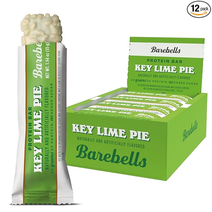 Barebells Protein Bars Key Lime Pie - 12 bars, 20g High Protein Treats - White Chocolate Nutrition Bar with 1g Total Sugars - On-The-Go Breakfast or Post-Workout Snack