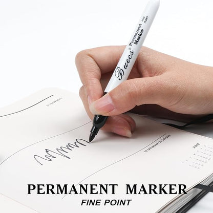 Permanent Markers, 60 Count Black Permanent Markers, Fine Point, Waterproof & Smear Proof Markers, Quick Drying, Office Supplies for School, Office, Home