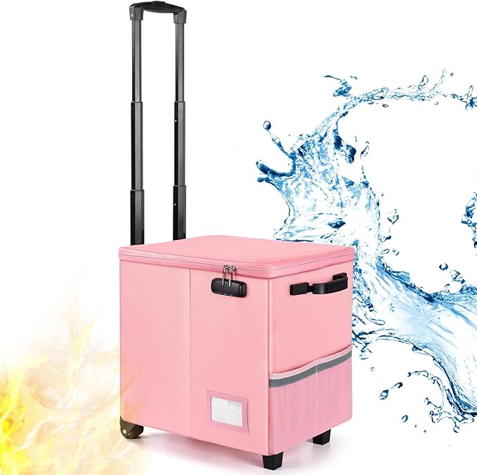 Teacher Rolling Cart - Fireproof File Cabinets for Document Safety, Portable Rolling Crate with Wheels for Teachers, for Teaching, Office