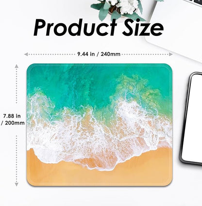 Square Mouse Pad with Stitched Edge, Premium Mousepad Washable Cloth. Computer Mouse Pad with Non-Slip Rubber Base, Mouse Pads for Computers Laptop Mouse 9.25x7.75x0.12 inch-Beach2