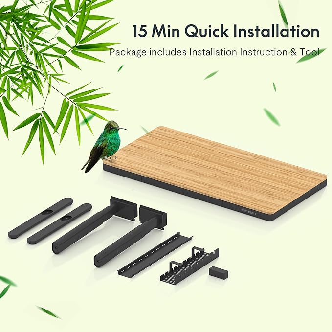 FLEXISPOT Q8 55" Bamboo Standing Desk, Dual Motor 3 Stages Adjustable Height Electric Computer Workstation w/Wireless Charging, Drawer, Quick Install, 220lbs Capacity (Bamboo Tabletop + Black Frame)