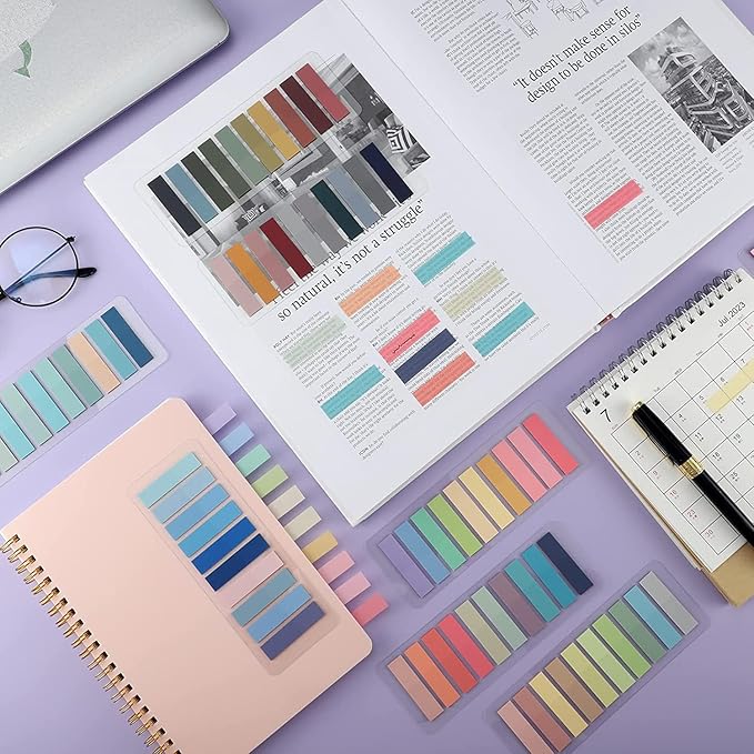 3600Pcs Sticky Tabs Book Tabs, Writable and Repositionable Annotation Tabs Book Page Flages Markers, Morandi File Folder Labels Divider Index Tabs(3600)