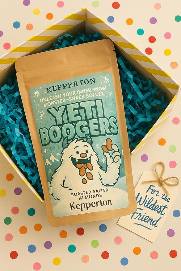 Kepperton YETI BOOGERS Gourmet Roasted Almonds - Hilarious Gag Gift Snack for Birthdays, White Elephant, Holidays & Prank Lovers - Unique, Crunchy Fun