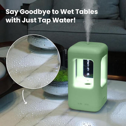 Green Mini Humidifiers for Bedroom & Plants - Small Desktop Humidifier, Portable Cool Mist for Nightstand, Desk, Indoor Plants - Quiet Personal Humidifier (0.6L, Auto Shut-Off)