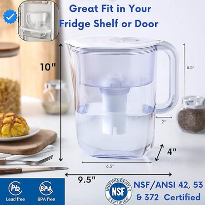7-Cup Water Filter Pitcher & 3 Filters & Electronic Filter Change Reminder: Compatible with Brita Pitcher Brita Water Pitcher