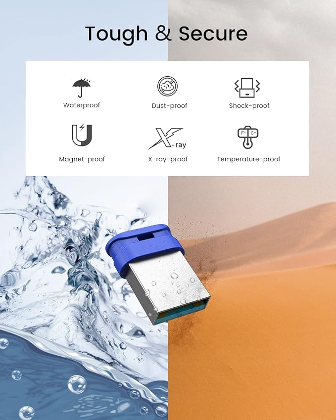 K&ZZ 64 GB USB 3.0 Flash Drives with Lanyard 2 Pack 64GB Flash Drive Super High Speed Mini Thumb Drives Waterproof 64GB Memory Stick Jump Drive for Data Storage, Blue