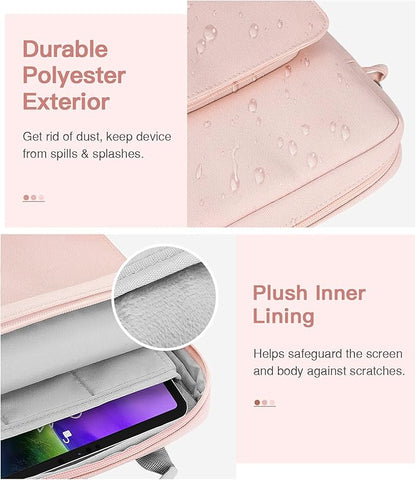 MoKo 9-11 Inch Tablet Sleeve Bag Handle Carrying Case with Shoulder Strap Fits New 11-inch iPad Pro M4/iPad Air M2, iPad 10th 10.9, iPad 9/8/7th 10.2, iPad Air 5/4th 10.9, Tab S8/S9 11, Pink