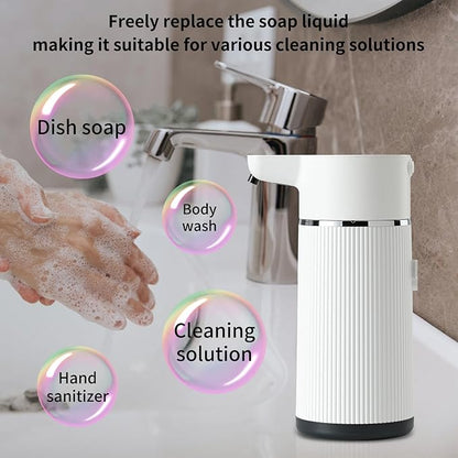 Automatic soap Dispenser,rechargeability touchless Dish Soap Dispenser，4-Level Adjustable，for Kitchen, Bathroom, Hotel, Restaurant (Foam White)