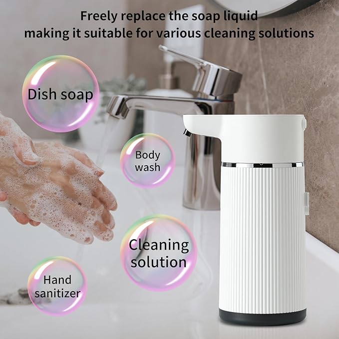 Automatic soap Dispenser,rechargeability touchless Dish Soap Dispenser，4-Level Adjustable，for Kitchen, Bathroom, Hotel, Restaurant (Foam Black)