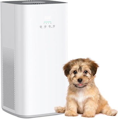 VUSIGN Smart Air Purifier for Large Rooms up to 1800 ft², CADR 242 CFM, H13 HEPA Filtration, WiFi App Control, Air Quality Display, Sleep Mode, Pre-Filter, for Home & Pet Spaces – White