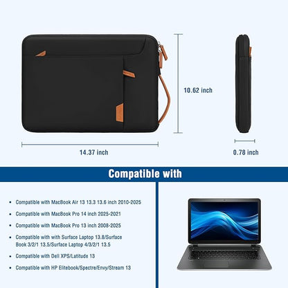 MOSISO 360 Protective Laptop Case 13-14 inch, 13.3 inch Laptop Sleeve Compatible with MacBook Air/Pro 13 /Pro 14, HP Dell Acer ASUS, Computer Bag with Arc Horizontal&Vertical Pocket&Side Handle, Black