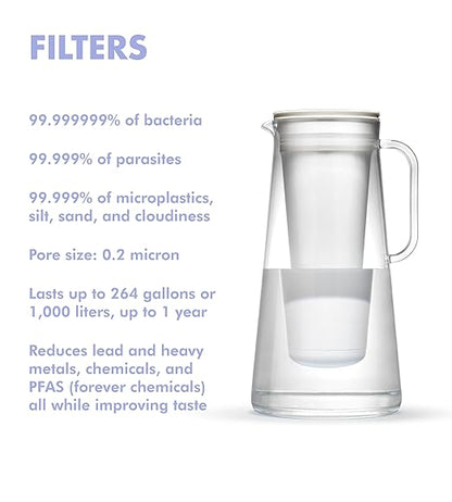 LifeStraw Home – Water Filter Pitcher, 7-Cup, Obsidian, BPA Free Designed for Everyday Protection Against Bacteria, parasites, microplastics, Lead, Mercury, PFAS, and a Variety of Chemicals