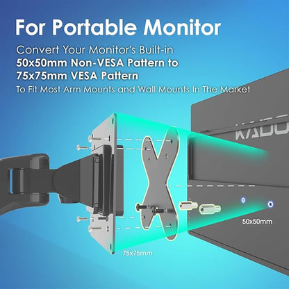 Kado Wall/Arm Mount Adapter Bracket Plate, 50x50mm to 75x75mm Mounting Pattern Converter Universal for Monitors, TVs, Mini PCs and Sceptre Displays