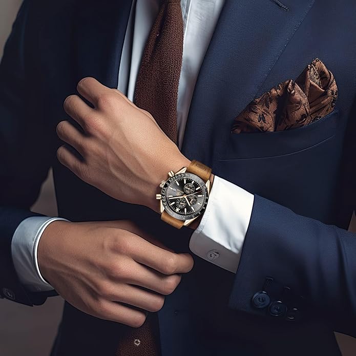 BY BENYAR Watch for Men Analog Quartz Chronograph Waterproof Luminous Designer Mens Wrist Watches Business Work Sport Casual Dress Watch with Silicone Strap Elegant Gifts for Men