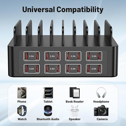 Charging Station for Multiple Devices, 16 Port USB Fast Charging Station, 175W Ipad Charger Station, Multiple Charger Organizer Compatible with Smartphones, Tablets and Other Devices
