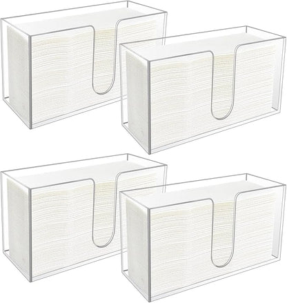 4Pack Acrylic Countertop Paper Towel Holder, Paper Towel Dispenser Countertop/Acrylic Napkin Holder(5mm Acrylic) C-fold or MultiFold Trifold Paper Towels for Bathroom, Kitchen,Restaurant (4)