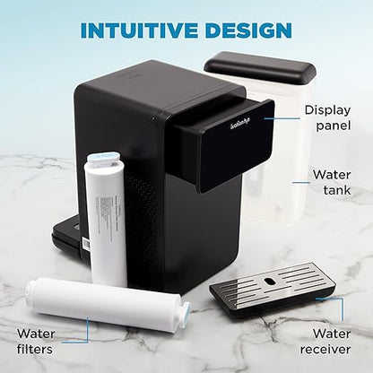 Ivation H2O Hot & Cold, Countertop Reverse Osmosis System, TDS Filter System, 4 Stage RO Water Filtration, 6 Temperature Presets, 3:1 Pure to Drain, Portable Plug-and-Play - Black