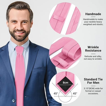 Black Ties For Men Solid Pure Color Formal Neckties 3.15" (8CM) Men's Tie for Business and Wedding with Gift Box