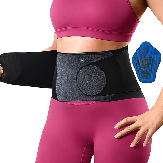 Ultra Thin Back Brace for Women Men, Seamless Yoga Fabric for All Day Comfort, Slim-Fit, Wear under Clothes, Removable Lumbar Pad for Lower Back Pain, Sciatica, Posture, Lifting, Black, Size S