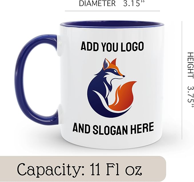 Personalized Coffee Mug | Custom Photo Text and Logo Ceramic Mug | Customized 11 Oz Tea Cup | Unique Gift for Men & Women – Taza Personalizadas Design with Picture or Message | White – Blue