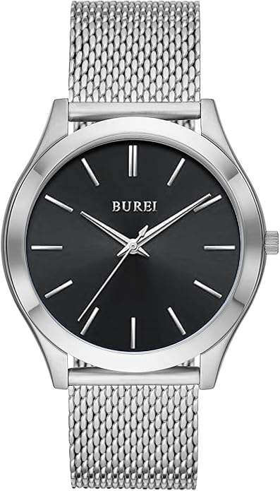 BUREI Men Watches Fashion Analog Stainless Steel Quartz Waterproof Watches,Gift for Men.