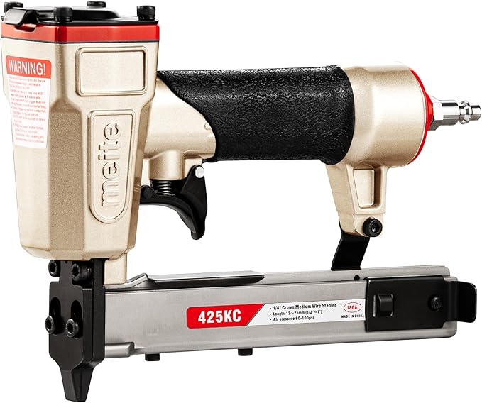 meite 425KC Narrow Crown Stapler, Fits 18 Gauge 1/4" Crown 1/2" to 1" Staples, with Safety Trigger, Heavy Duty Staple Gun for Wood, Furniture, Fabric, Leather, DIY & Professional Use