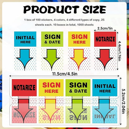 1000pcs Sign Here Tabs Sign Here Stickers Sign Here Flags Sign Here Notarize Initial Here Sign and Date for Office School Notebook Annotating Books Notary Books (1000)