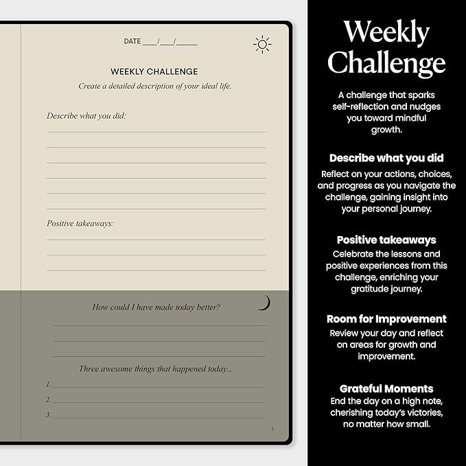 The Original Gratitude Journal 2026 for Men to Boost Confidence & Self Esteem - Daily Mindful Affirmations for Boys with Powerful Quotes and Insightful Prompts for Happiness - Premium Hardcover Black