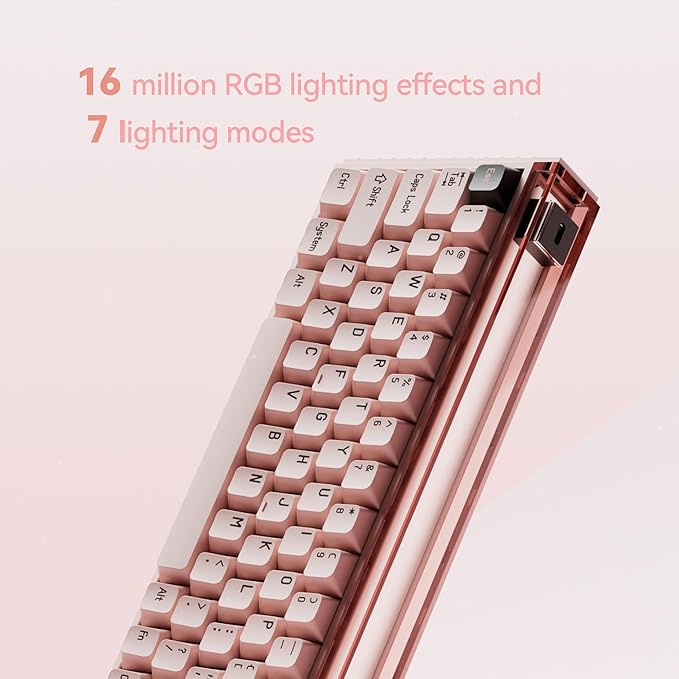 MelGeek MADE68 Pro Wired Keyboard, Hall Effect Magnetic Switch Gaming Keyboard, 65% Compact Rapid Trigger, Hot-Swappable, RGB Snap Tap & Adjustable Actuation, Online HIVE Custom (Pink)