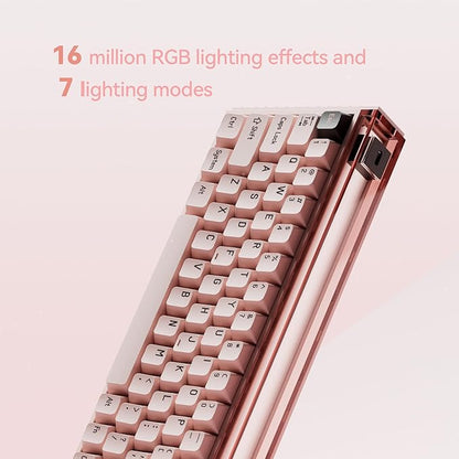 MelGeek MADE68 Pro Wired Keyboard, Hall Effect Magnetic Switch Gaming Keyboard, 65% Compact Rapid Trigger, Hot-Swappable, RGB Snap Tap & Adjustable Actuation, Online HIVE Custom (Pink)