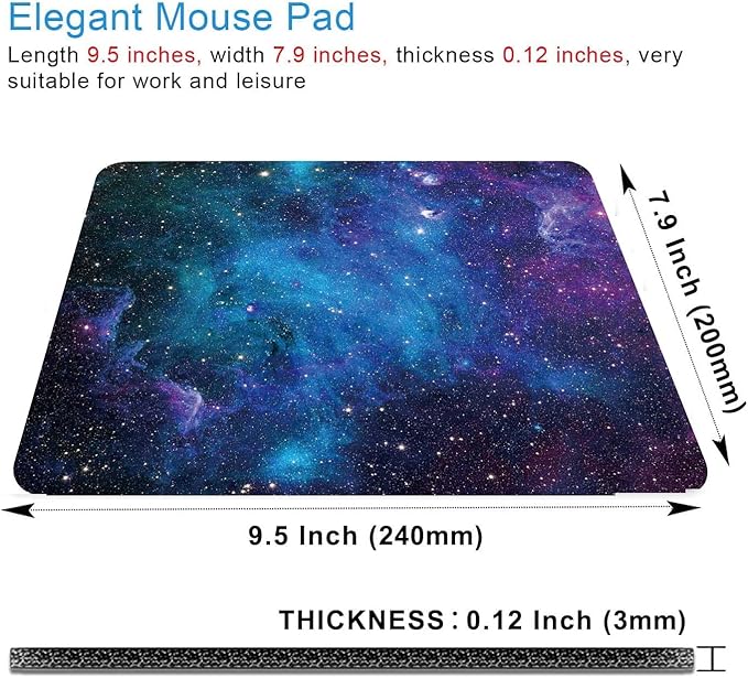 Gaming Mouse Pad,Galaxy Stars Mouse Pad,Mouse Mat Square Waterproof Mouse Pad Non-Slip Rubber Base Mousepad for Office Laptop, 9.5''x7.9''x0.12'' Inch