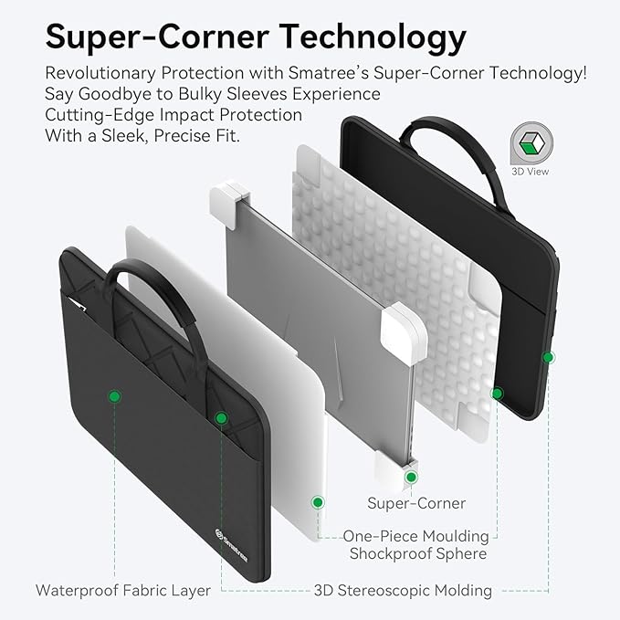 Smatree 18 inch Laptop Sleeve with Handle for Acer Predator Helios 18 AI, for Acer Predator Helios 18/Neo 18, Laptop Case with Accessory Pocket, YKK Zipper, Patented Super Corner Design (E812)