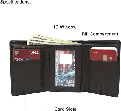 VANSI Genuine Leather Modern TriFold Design Wallet and Card Holder for Men (BROWN)