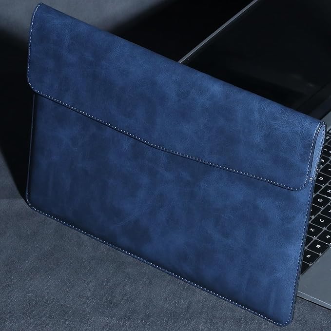 Leather Laptop Sleeve 13 Inch Compatible with MacBook Air M4 M3 M2 M1 2025-2018＆MacBook Pro M2 M1 2025-2016,Wear-Resistant and Scratch-Resistant Protective Case Cover,Blue