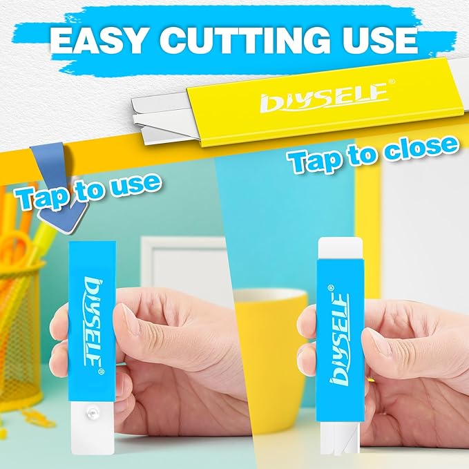 DIYSELF 48 Pack Small Box Cutter Utility Knife, Single Edge Razor Blade Knife, Metal Shell Box Cutter Retractable for Office, School, Box Opener, Box Cutters Heavy Duty