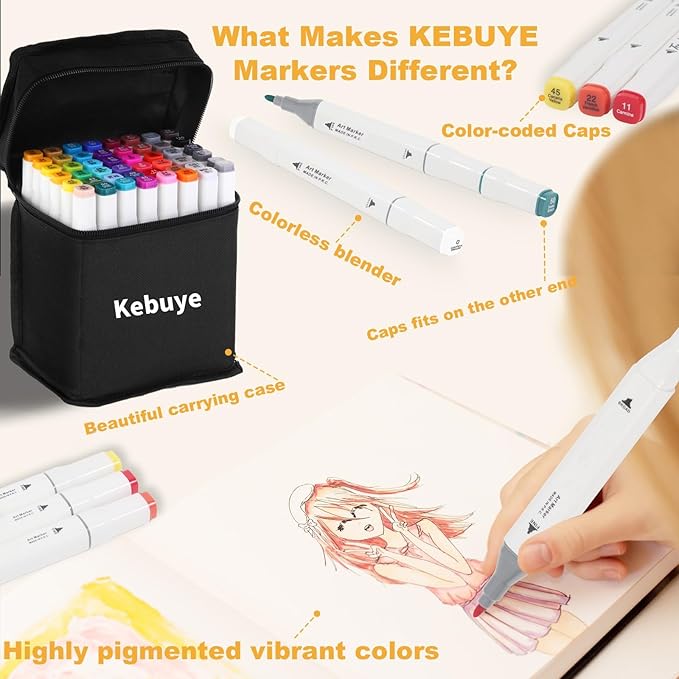 Alcohol Markers Set 80 Colors, Art Markers for Adult Coloring Dual Tip Permanent for Drawing Sketching, Alcohol Based Markers with Case Perfect for Adult Artists Students Gift