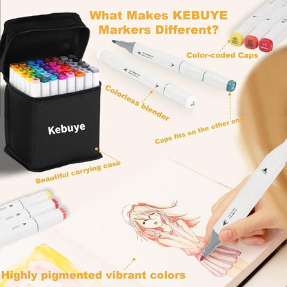 Alcohol Markers Set 80 Colors, Art Markers for Adult Coloring Dual Tip Permanent for Drawing Sketching, Alcohol Based Markers with Case Perfect for Adult Artists Students Gift