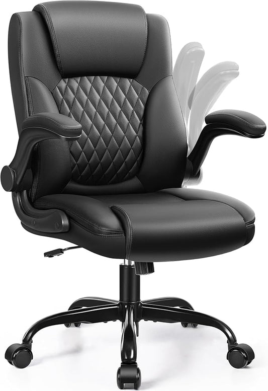 Leather Office Chair, PU Home Computer Desk Chairs with Ergonomic Back Support, 360°Swivel Free，Small Gaming Chair with Wheels and Adjustable Armrests, for Short People Use