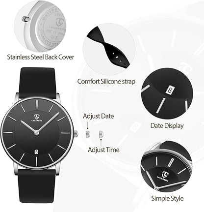 BEN NEVIS Watch, Mens Watch, Minimalist Fashion Simple Wrist Watch Analog Date with Leather Strap