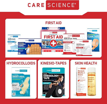 Care Science First Aid Kit All Purpose, 300 Pieces | Professional Use for Travel, Work, School, Home, Car, Survival, Camping, Hiking, and More