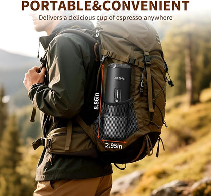 Leozora 20Bar Portable Espresso Maker, 7500mAh USB-C Rechargeable, 3-in-1 for Ground Coffee & Nespresso/DG Capsules, Stainless Steel Travel Coffee Machine for Camping, Car, Office,Black