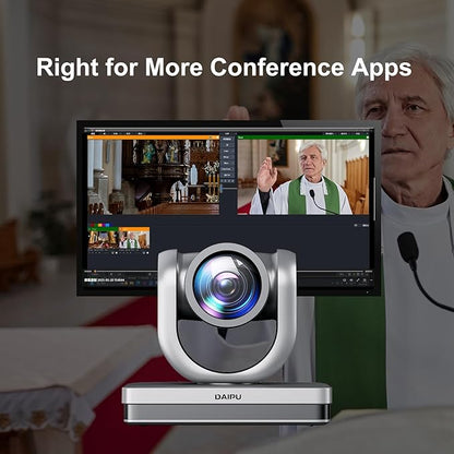 PTZ Camera 20X Optical Zoom, HDMI| USB3.0| SDI| LAN| PoE, 1080P FHD 60fps, AI Auto Tracking, 1/2.8" CMOS Sensor, 255 Presets, Conference Room Camera, for Church Worship Live Streaming Business