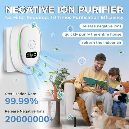 Air Ionizers for Home, Negative Ion Air Purifier - Ultra Quiet Plug In Air Freshener for Bedroom Office Kitchen Basement - Portable Mini Air Cleaner (Pearl, 4 PCS)