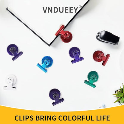 VNDUEEY 20 Pack Magnetic Paper Clip Dispenser Holder, Paperclip Dispenser for Desk, School, Office, Fridge Magnets Refrigerator Magnets, Magnet Clips for Whiteboard Locker (White)