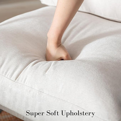 DUOMAY Mid-Century Modern Accent Chair, Soft Linen Upholstered Lounge Reading Chair with Metal Legs Comfy Lightweight Livinig Room Chair Armchair for Home Bedroom, Beige