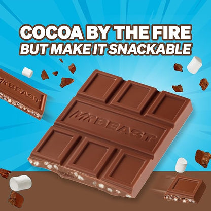 Feastables MrBeast Hot Cocoa Crunch Bar, Extra Large Size Candy Bar for Adults & Kids, Candy Bars for Snacks, Gifts, or Dessert, Made With Fairtrade Cocoa, 3.35 Oz Each, 12 Count