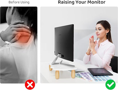 Monitor Stand Riser,Cat-Shaped Sturdy Wood Computer Monitor Stand, Monitor Stand Riser, Multi-Purpose Desktop Organizer Riser for Computer,Laptop,Printer,TV,White